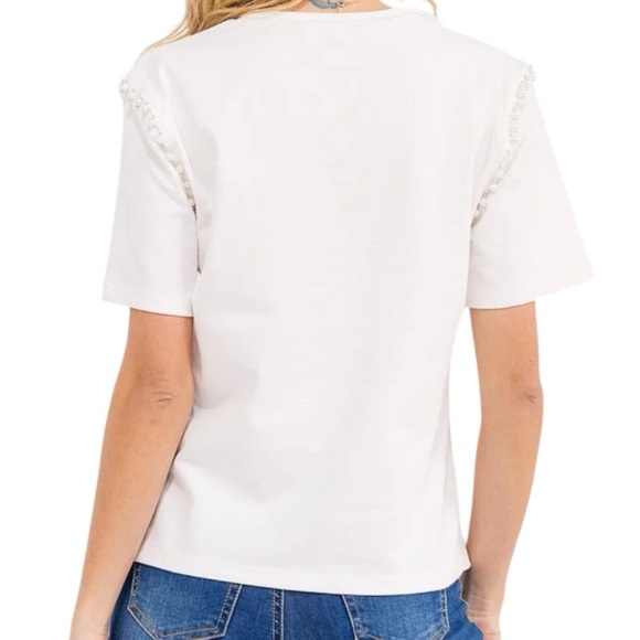 Women's White Embellished Top - Picture 3 of 3